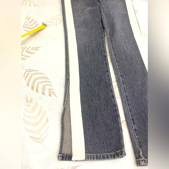 Blank NYC Gray Straight Leg Jeans with White Stripe - Picture 7 of 7